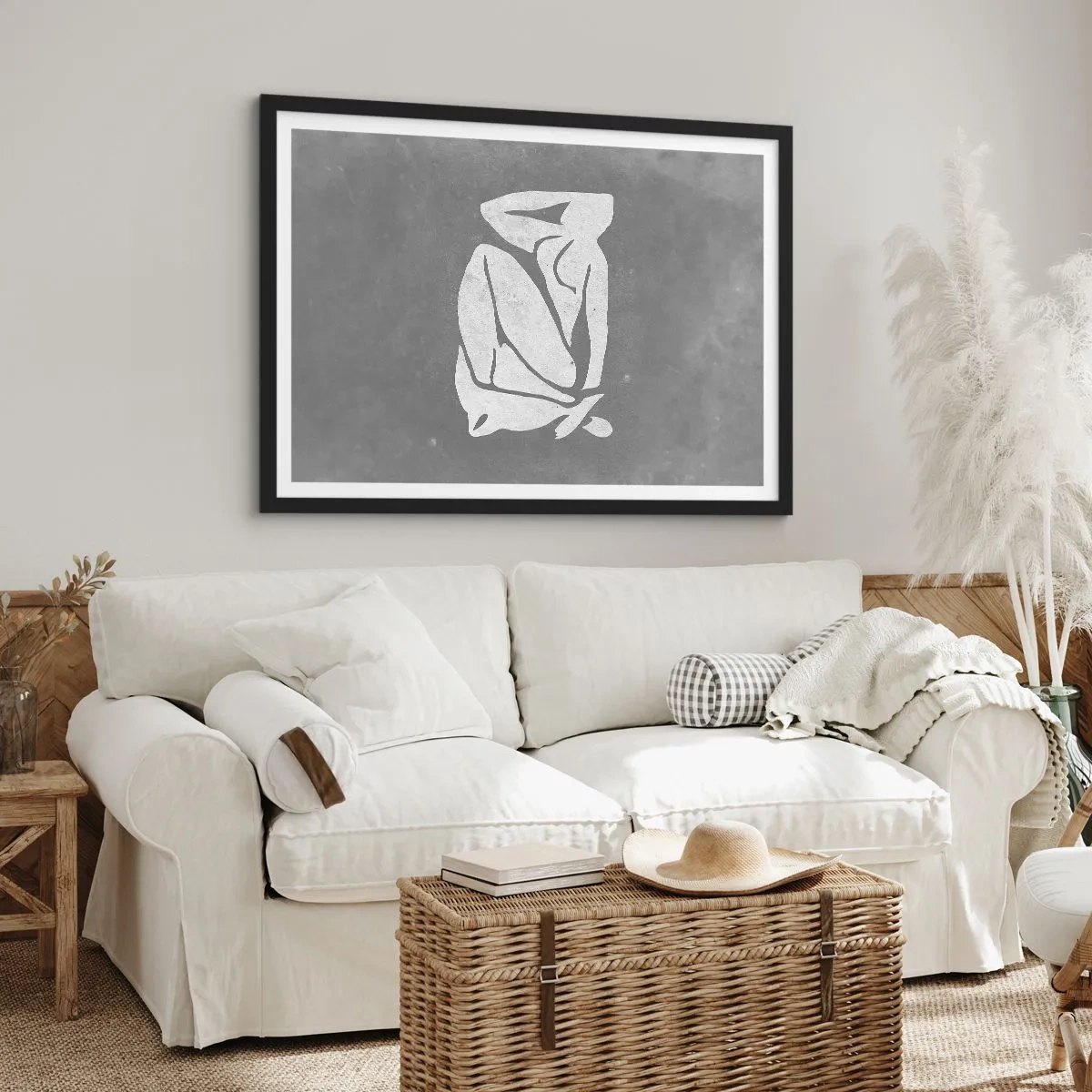 Pôster com moldura preta - Nos pensamentos - 100x70 cm