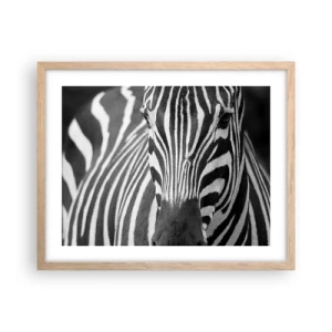 Pôster com moldura de carvalho claro - O mundo é preto e branco - 50x40 cm