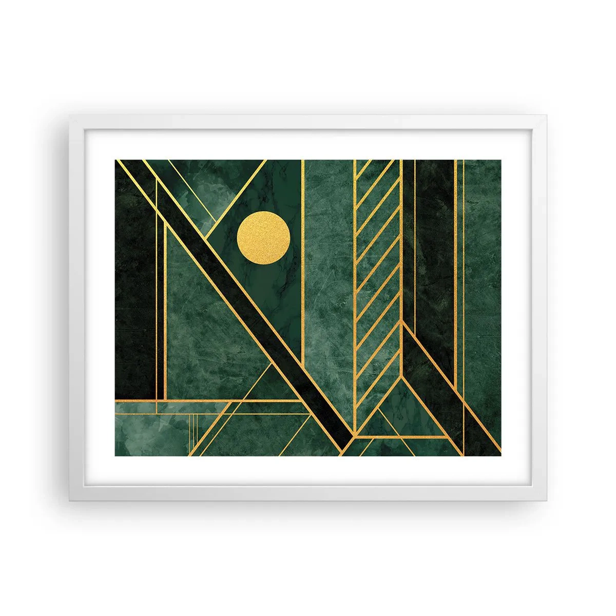 Pôster em moldura branca - A dinâmica do ouro e do azul - 50x40 cm