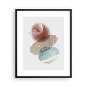 Pôster com moldura preta - Corais espaciais - 40x50 cm