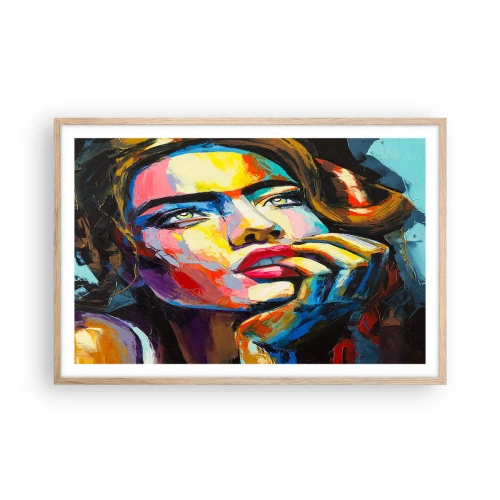 Pôster com moldura de carvalho claro - Sonhos como pássaros voando no céu - 91x61 cm