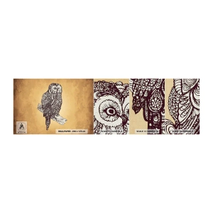 Amostra de papel de parede Premium Canvas - Ornamentos intrincados de sabedoria - Coruja, Pássaro, Animal - 100x30 cm