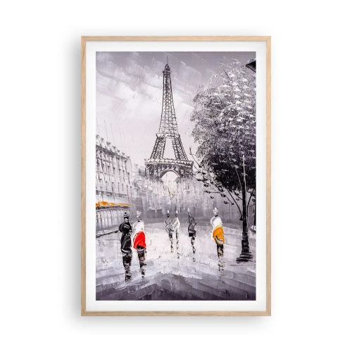 Pôster com moldura de carvalho claro - Passeio em Paris - 61x91 cm