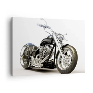 Quadro em tela - Motocicleta preta estilosa em fundo branco - 70x50cm - Força com caráter - Decoração de parede moderna para a sala de estar e quarto ARTTOR