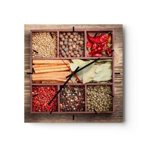 Relógio de parede - Relógio em vidro - Ordem das formas, um ramo de aromas - 30x30 cm