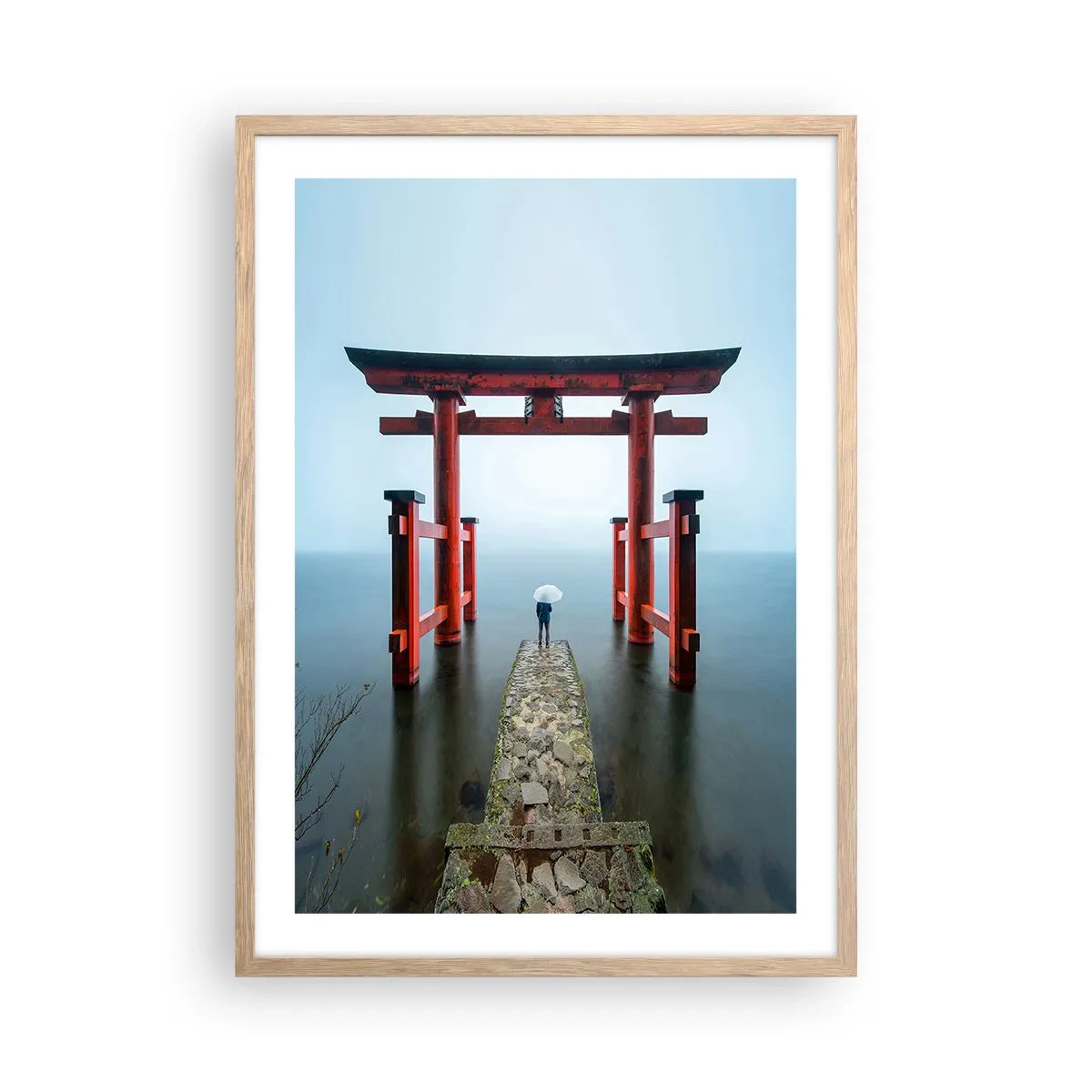 Pôster com moldura de carvalho claro - Devaneio japonês - 50x70 cm