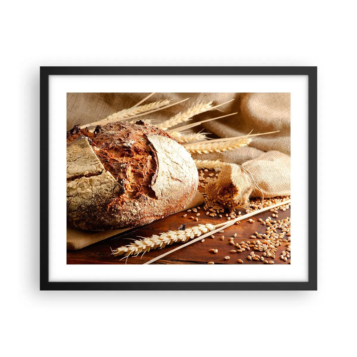 Pôster com moldura preta - Apetitoso, perfumado, crocante - 50x40 cm