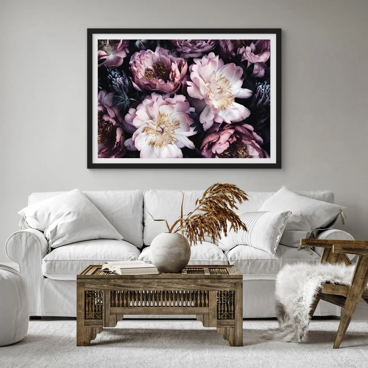Pôster com moldura preta - Bouquet à moda antiga - 70x50 cm