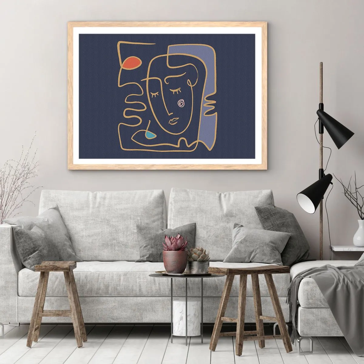 Pôster com moldura de carvalho claro - Nos pensamentos - 70x50 cm