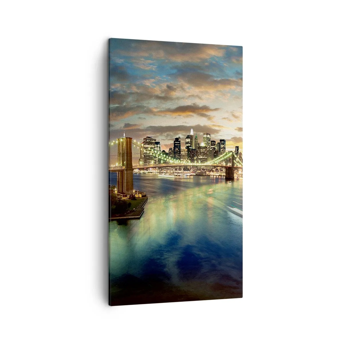 Quadro em tela - Uma noite bem iluminada em Manhattan - 45x80 cm