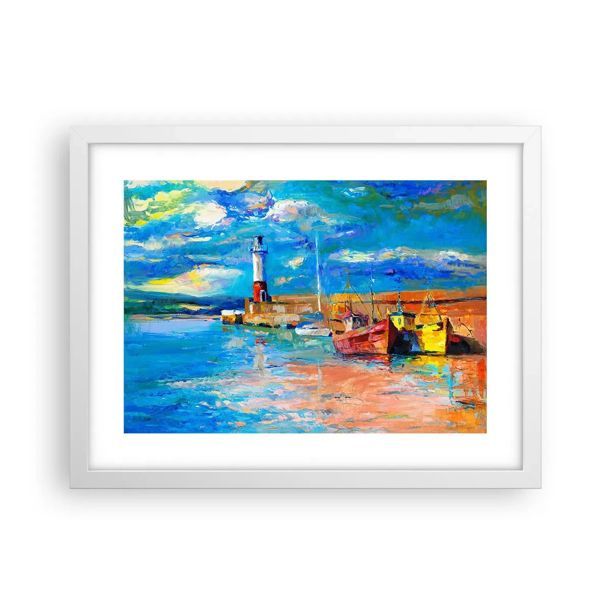 Pôster em moldura branca - Tarde na baía do arco-íris - 40x30 cm