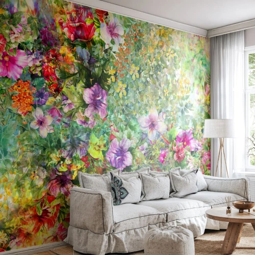 Papel de Parede Autocolante Deluxe Sticker - Nas flores para a perdição - Flores, Jardim, Natureza - 250x175 cm