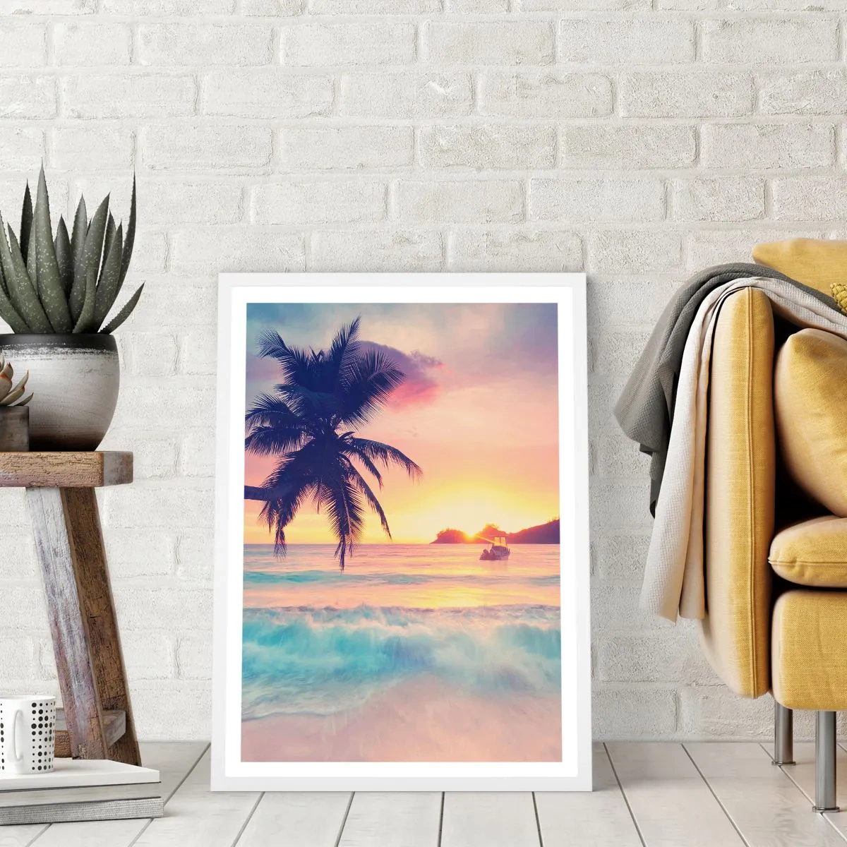 Pôster em moldura branca - Noite na baía - 70x100 cm