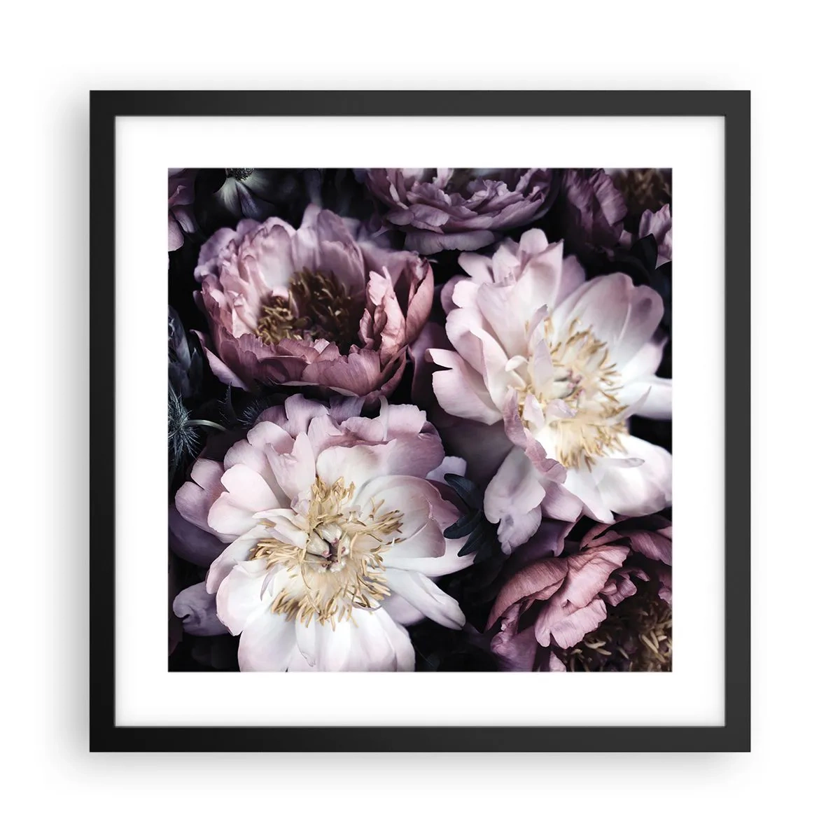 Pôster com moldura preta - Bouquet à moda antiga - 40x40 cm