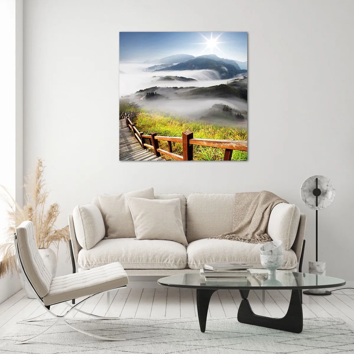 Quadro em vidro - Tecido de brilho e névoa - 30x30 cm