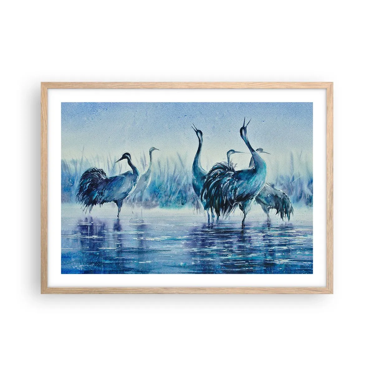 Pôster com moldura de carvalho claro - Reunião matinal - 70x50 cm