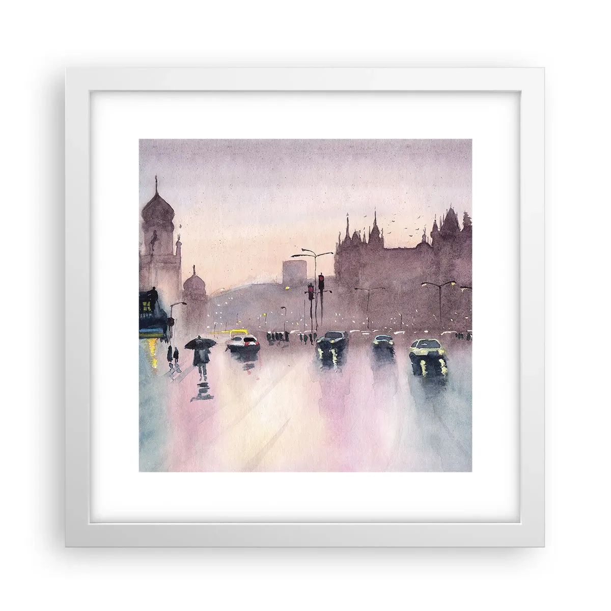Pôster em moldura branca - Na névoa chuvosa - 30x30 cm