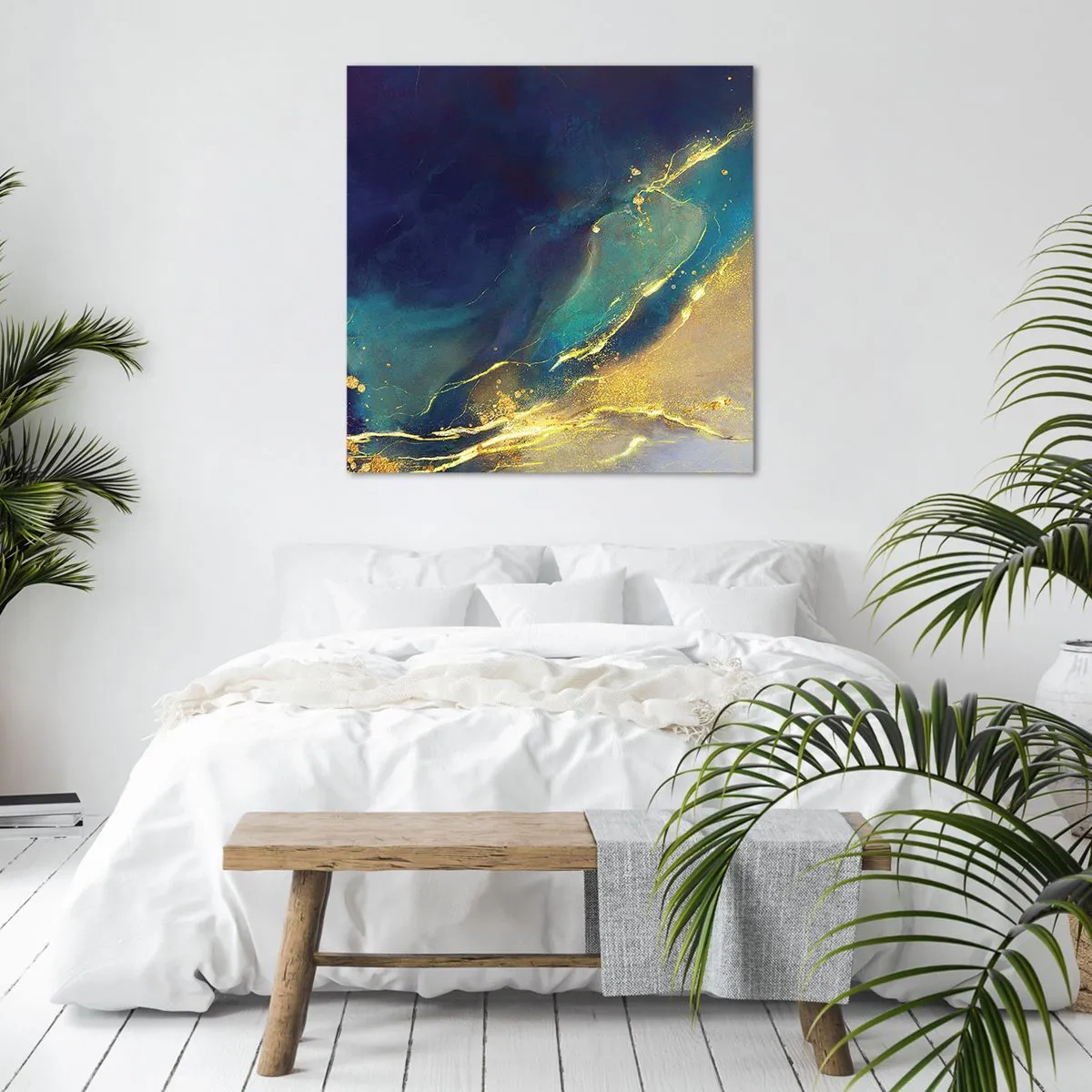 Quadro em tela - Piscina dourada - 50x50 cm