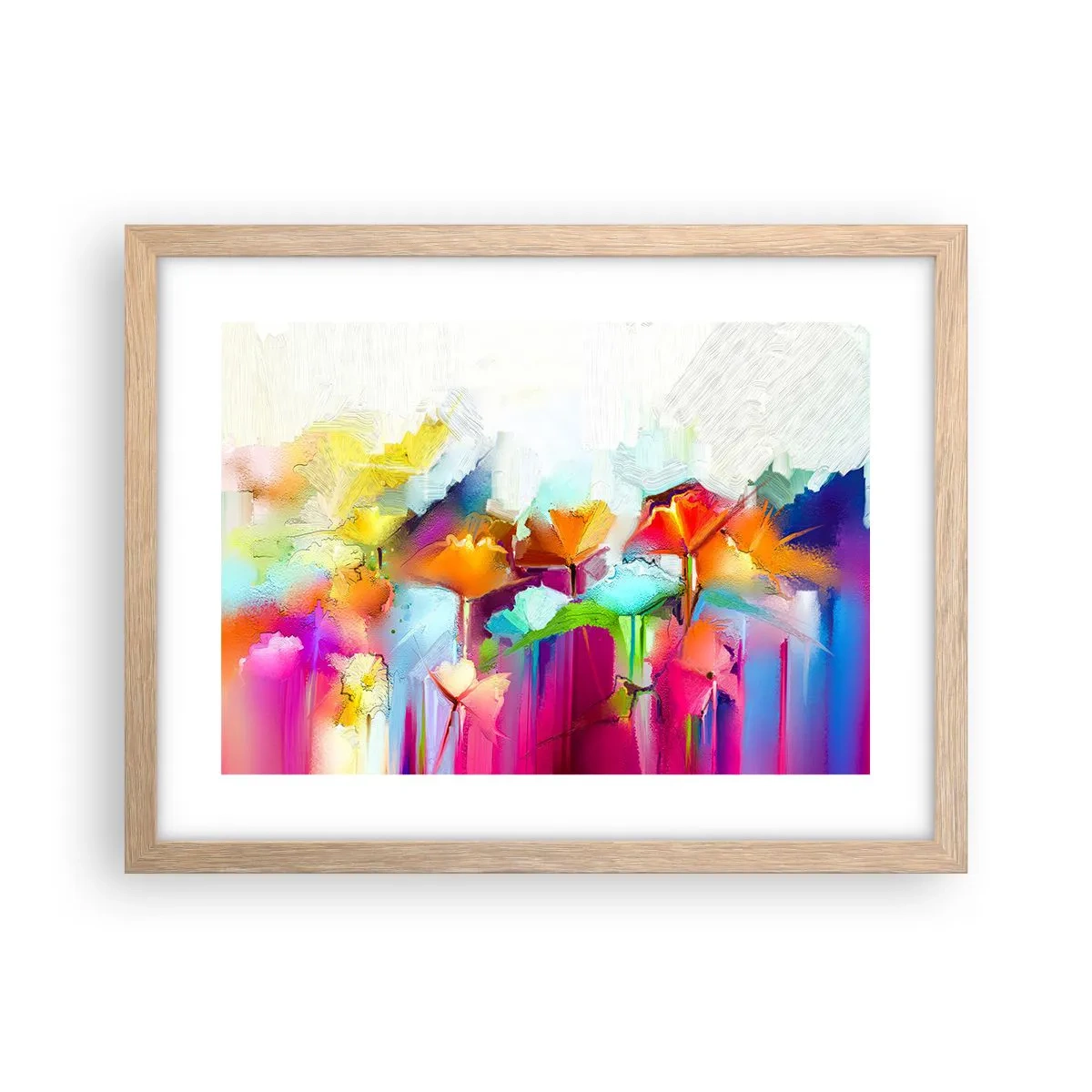 Pôster com moldura de carvalho claro - O arco-íris floresceu - 40x30 cm
