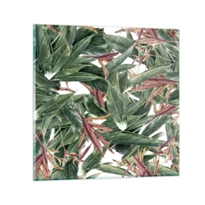 Quadro em vidro - Matagal esmeralda-lilás - 40x40 cm