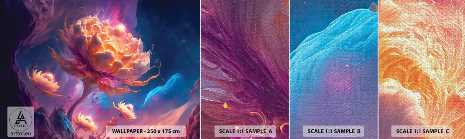 Amostra de papel de parede Premium Canvas - Outro mundo - Fantástico, Terra, Flores - 100x30 cm