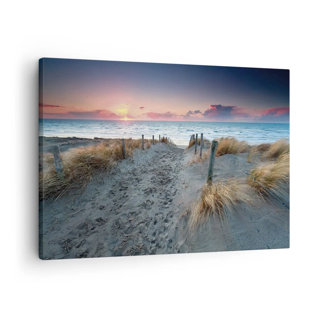Quadro em tela - Caminho que leva à praia ao pôr do sol - 70x50cm - Derramou um arco-íris de esplendor radiante.... - Decoração de parede moderna para a sala de estar e quarto ARTTOR