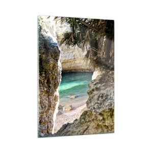 Quadro em vidro - Baía turquesa - 50x70 cm