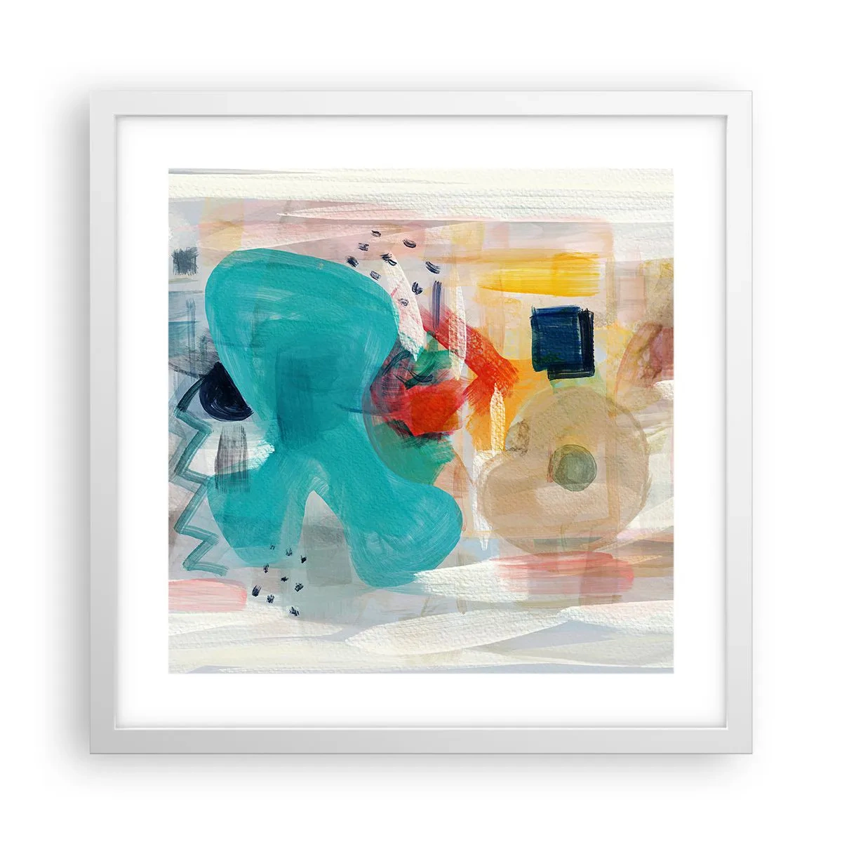 Pôster em moldura branca - Jogo colorido - 40x40 cm