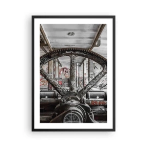 Pôster com moldura preta - Máquina de grafite industrial em uma fábrica abandonada - 50x70cm - A vida secreta da fábrica - Decoração de parede moderna para a sala de estar e quarto ARTTOR