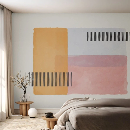 Papel de Parede Standard Eco - Composição geométrica minimalista com códigos de barras - 100x70cm - De canto a canto - Decoração de parede moderna para a sala de estar e quarto ARTTOR