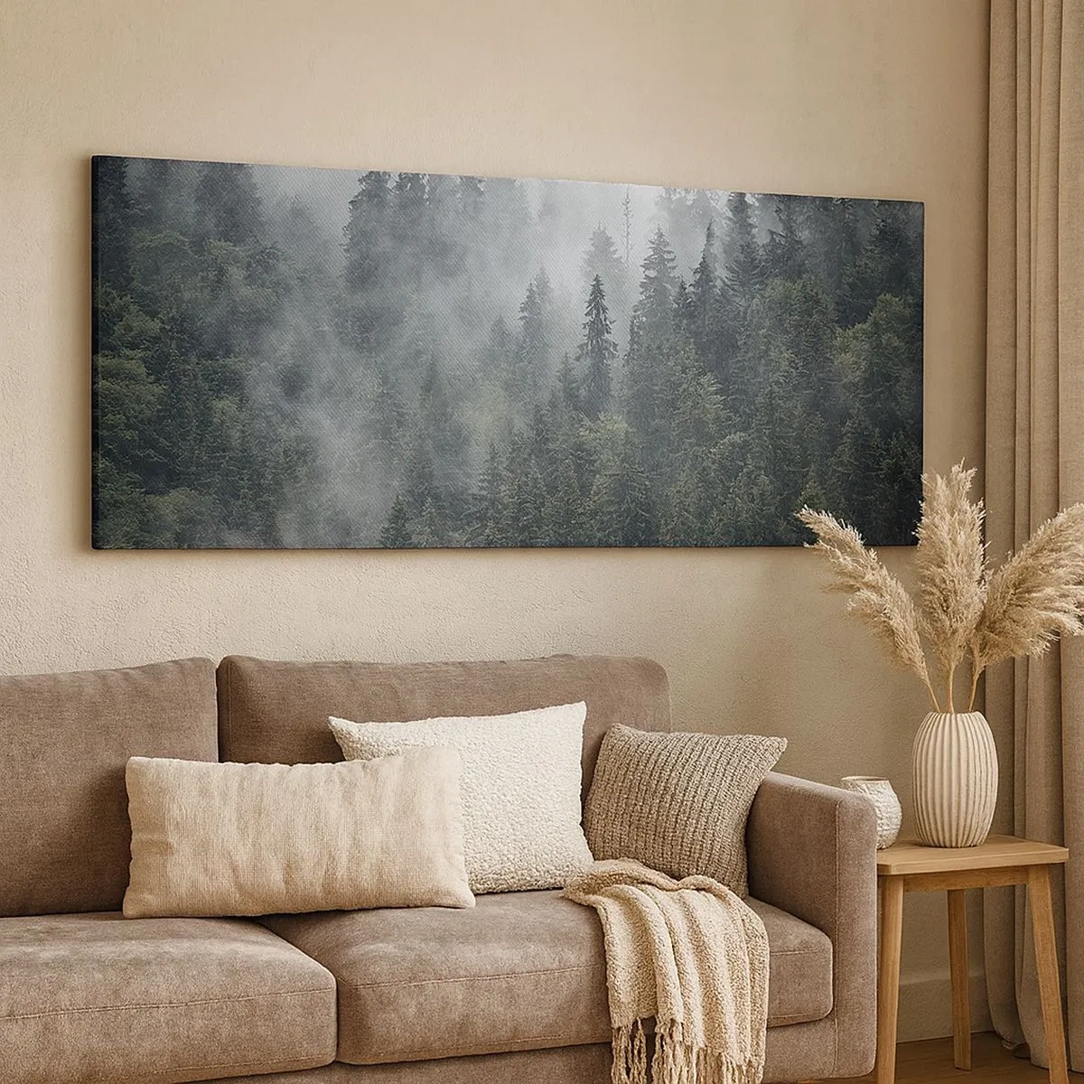 Quadro em tela - O amanhecer da floresta - 100x40 cm