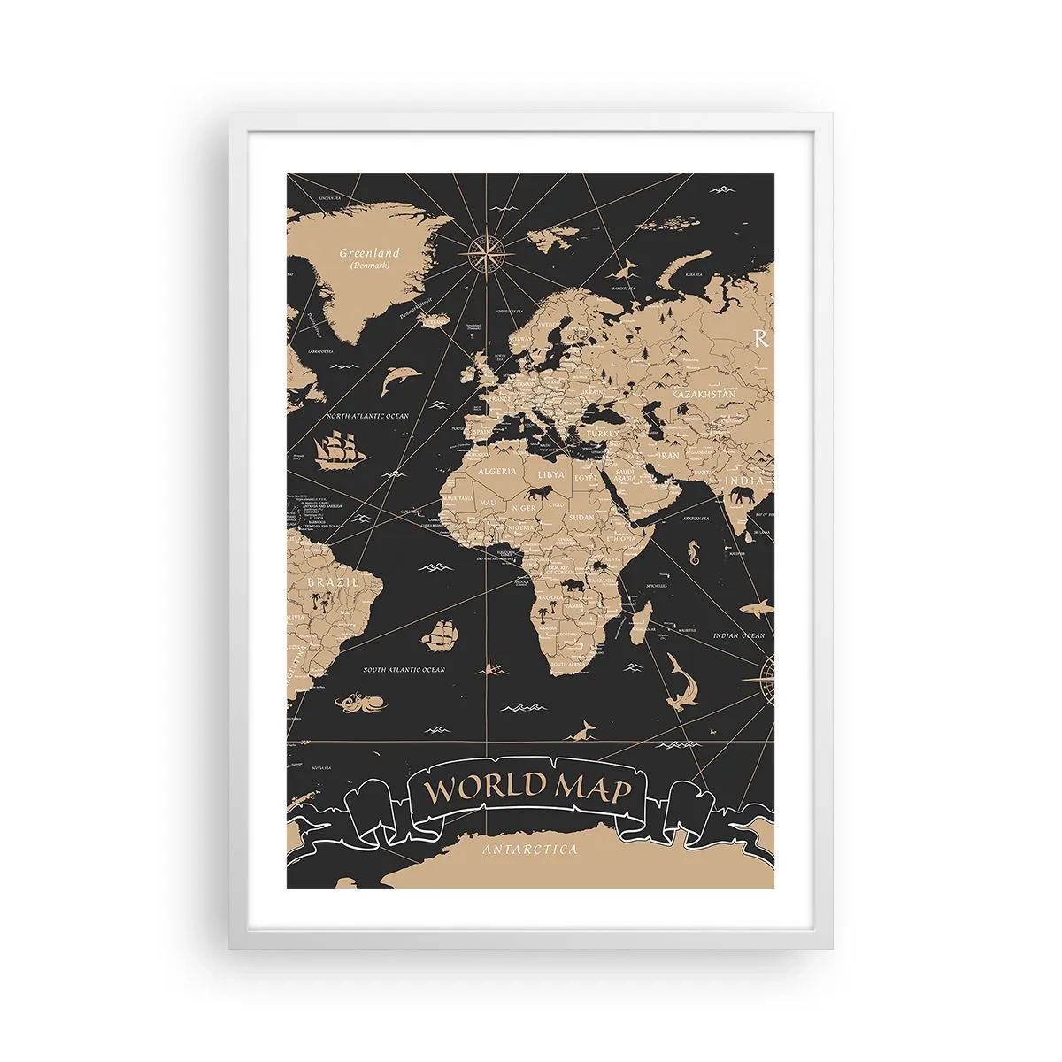 Pôster em moldura branca - Os limites do meu mundo - 50x70 cm