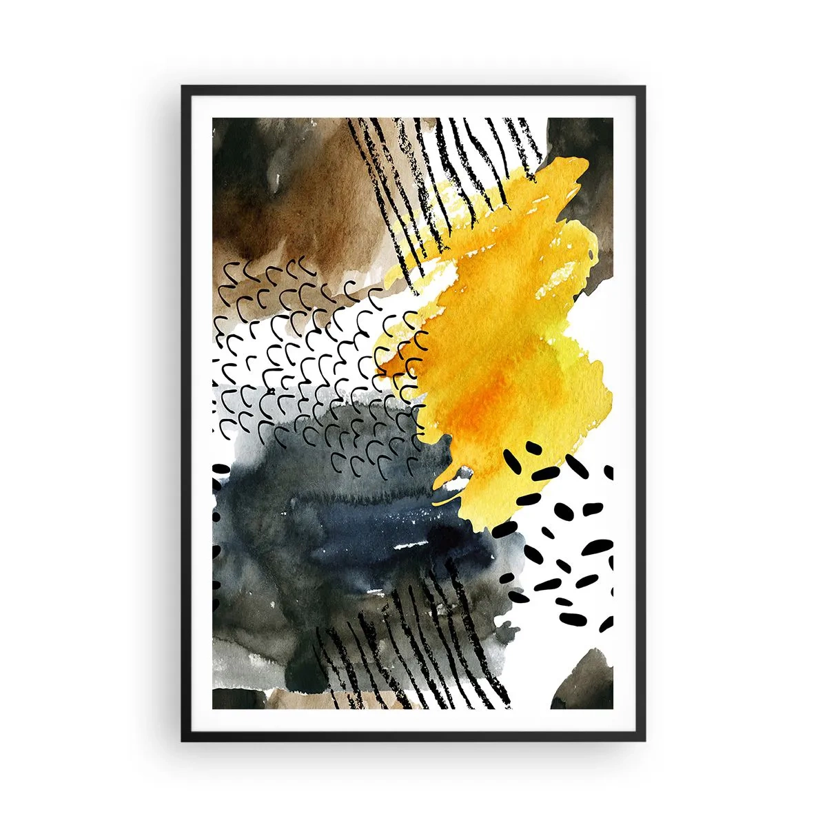 Pôster com moldura preta - Reunião dos elementos da natureza - 70x100 cm