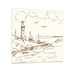 Quadro em vidro - Esboço das memórias do verão - 60x60 cm