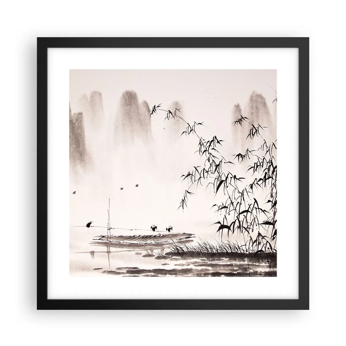 Pôster com moldura preta - O silêncio dos campos de arroz - 40x40 cm