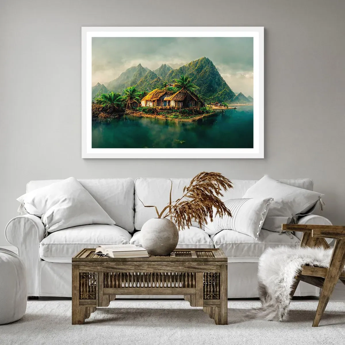 Pôster em moldura branca - Paraíso Tropical - 40x30 cm