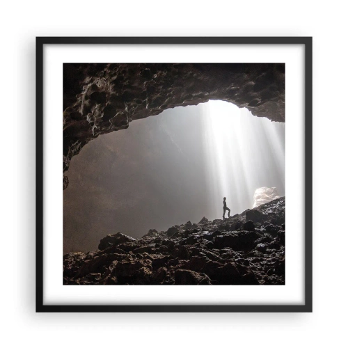 Pôster com moldura preta - Gruta luminosa - 50x50 cm