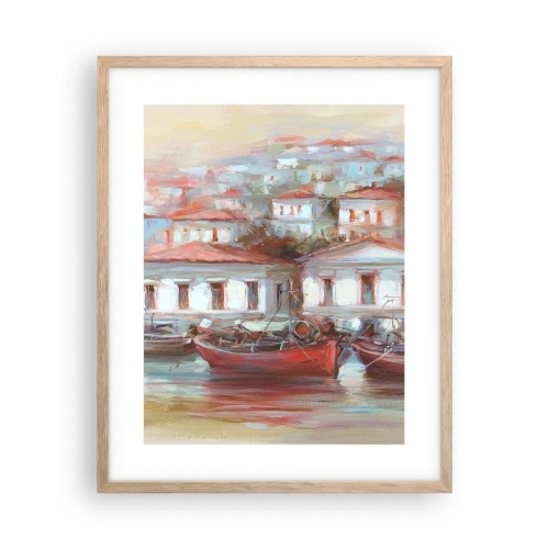 Pôster com moldura de carvalho claro - Cidade feliz - 40x50 cm