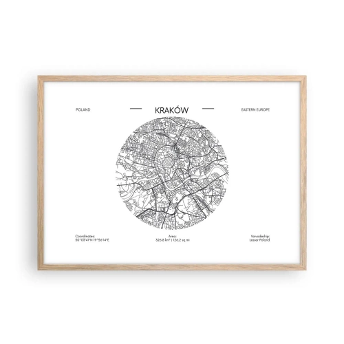 Pôster com moldura de carvalho claro - Anatomia de Cracóvia - 70x50 cm