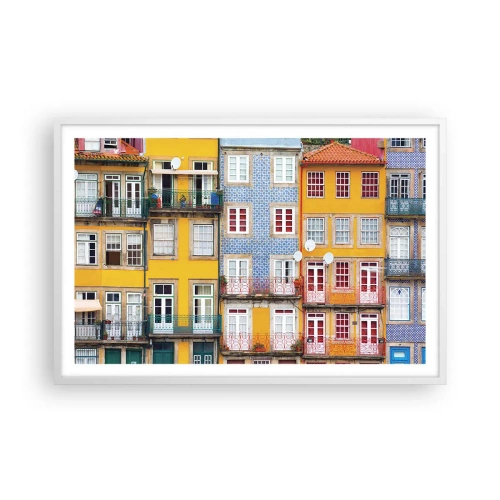 Pôster em moldura branca - Cores da cidade velha - 91x61 cm