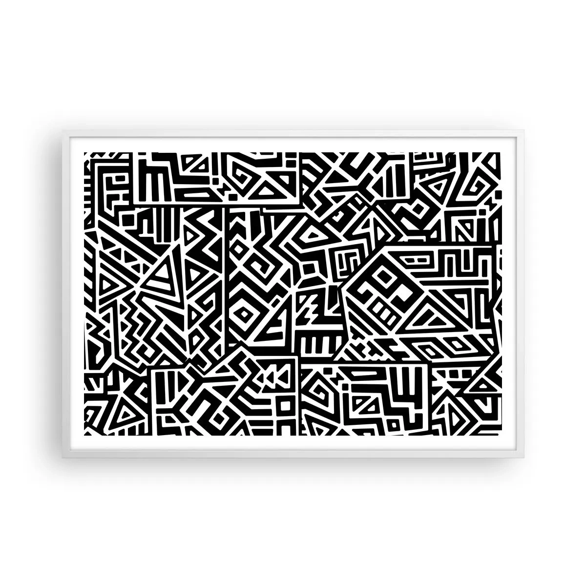 Pôster em moldura branca - Composição pré-colombiana - 100x70 cm