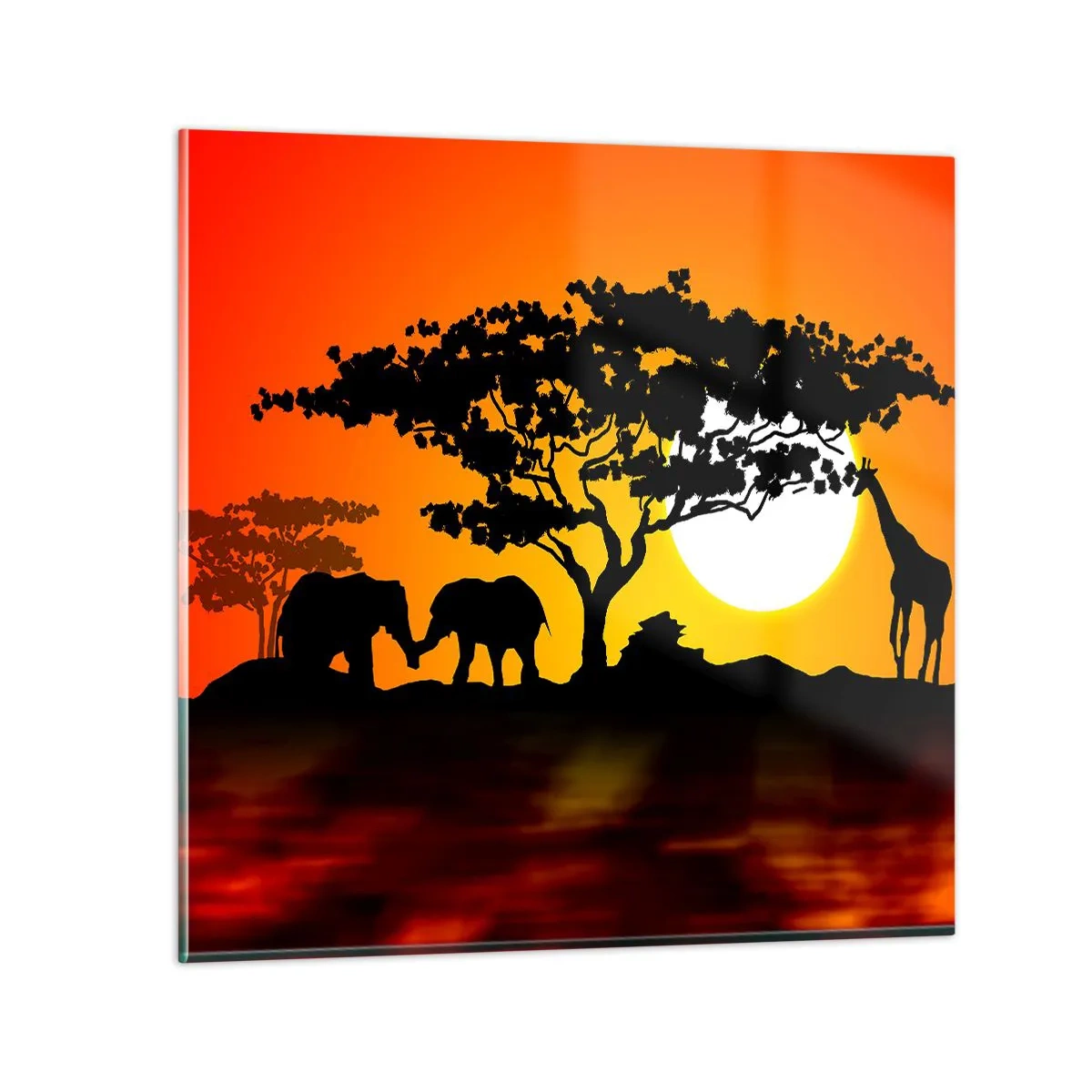 Quadro em vidro - Encontro na savana - 50x50 cm
