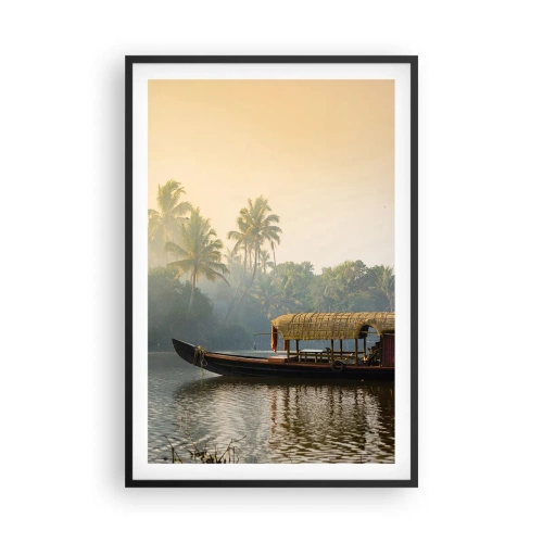 Pôster com moldura preta - Casa no rio - 61x91 cm