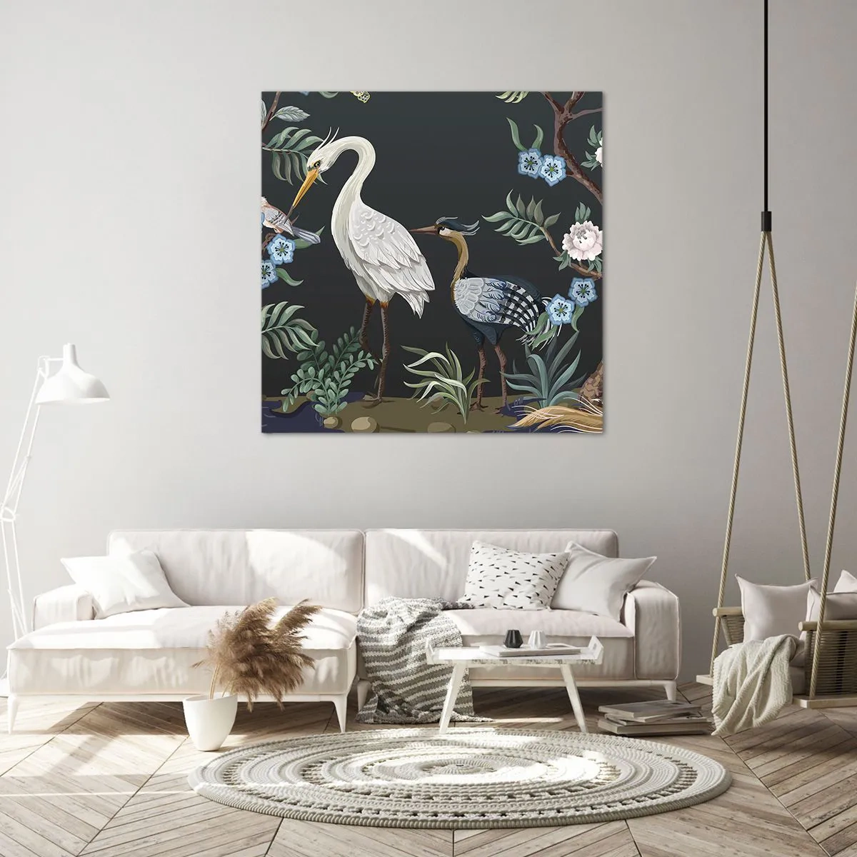 Quadro em tela - Desfile de pássaros - 40x40 cm