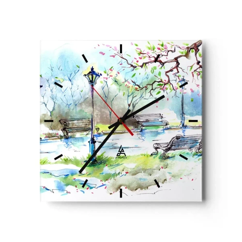 Relógio de parede - Relógio em vidro - O encanto do silêncio do parque - 30x30 cm