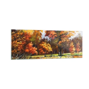 Quadro em vidro - Paisagem em ouro e bronze - 140x50 cm