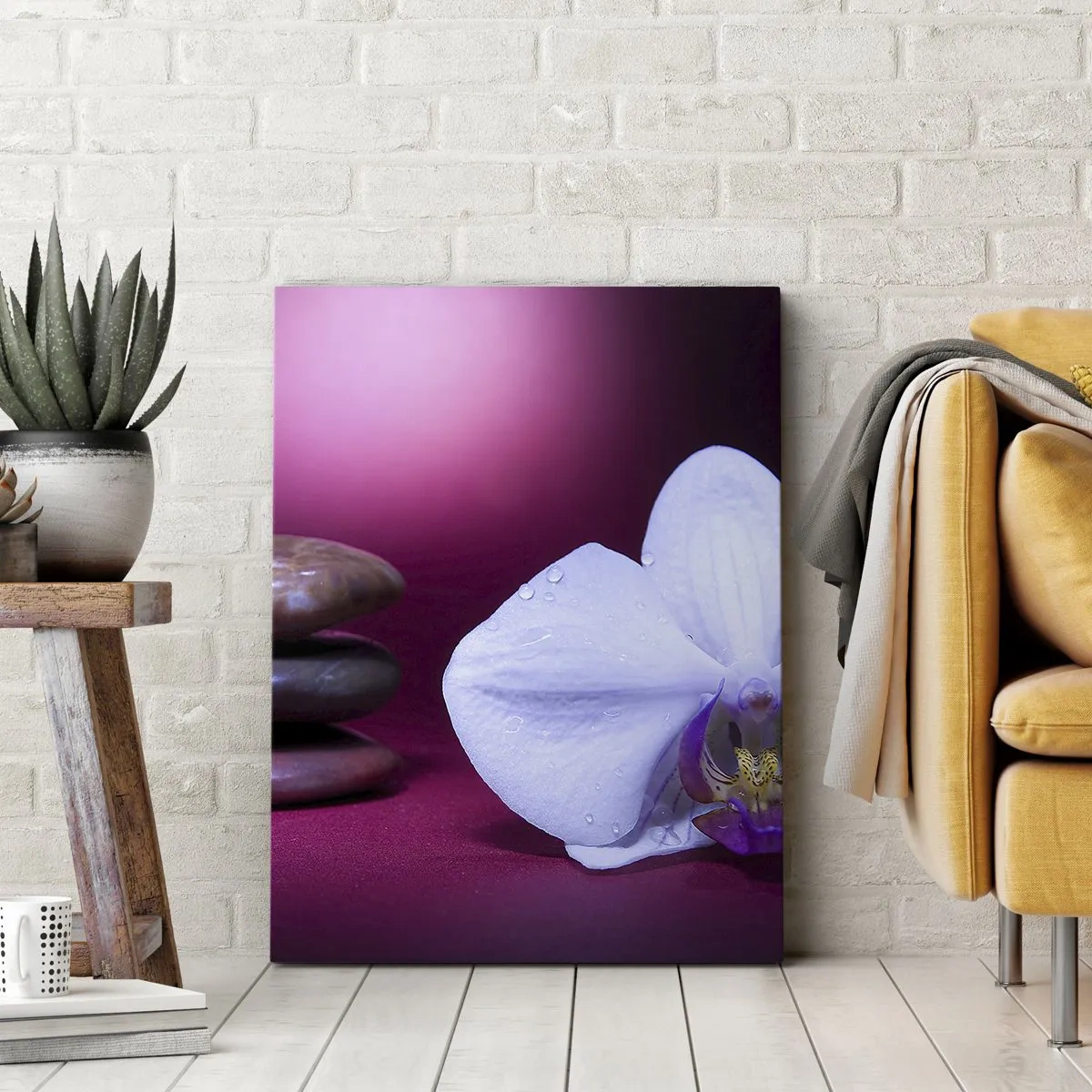Quadro em tela - O estudo do frescor em roxo - 55x100 cm
