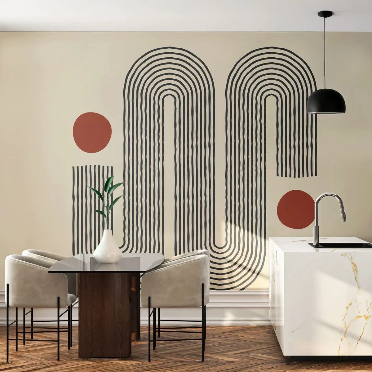 Papel de Parede Premium Sand - Do início ao fim - Abstração, Gráficos, Minimalismo - 200x140 cm