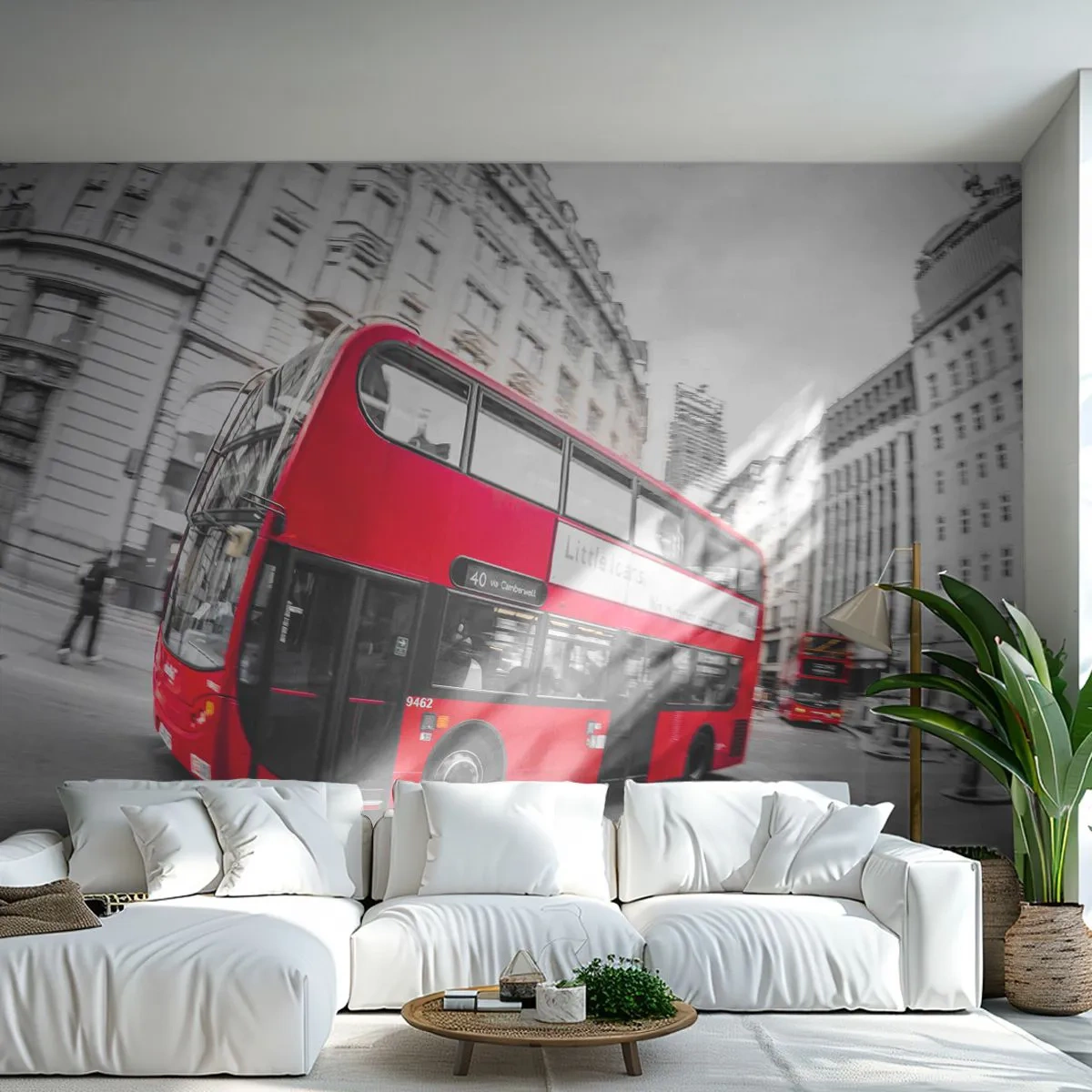 Papel de Parede Autocolante Deluxe Sticker - Londres tradicional - de autocarro - Cidade, Londres, ônibus vermelho - 250x175 cm