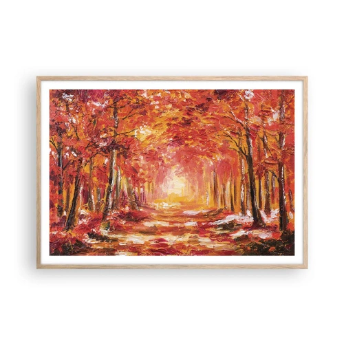 Pôster com moldura de carvalho claro - Floresta de cobre - 100x70 cm